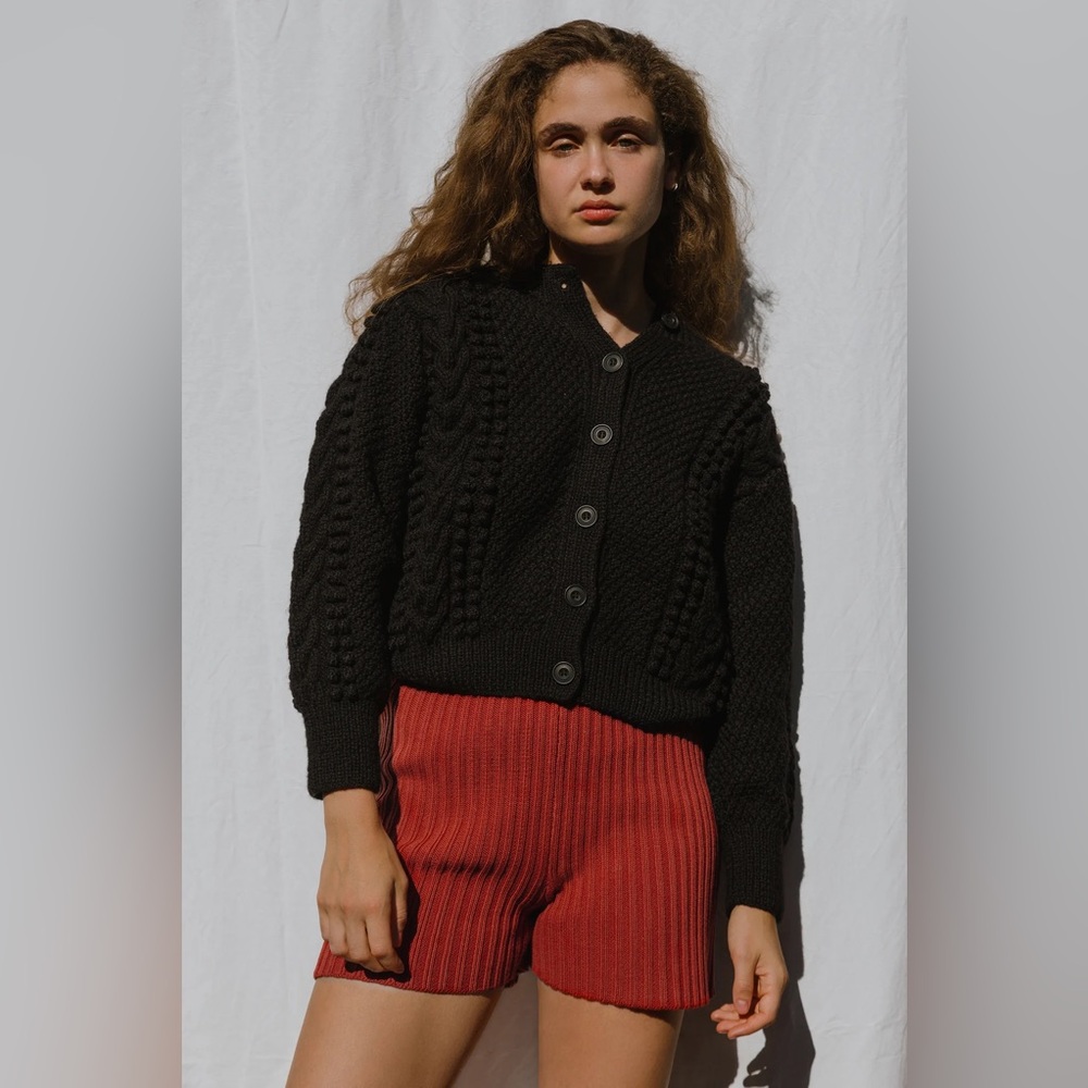Jaggery London black highland wool EWA cardigan sweater size 1 XS - S NWT